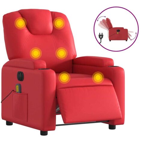 Fauteuil relax  Fauteuil de massage inclinable électrique rouge similicuir