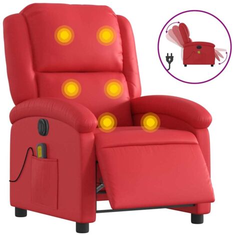 Fauteuil relax  Fauteuil de massage inclinable électrique rouge similicuir