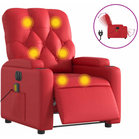 Fauteuil relax  Fauteuil de massage inclinable électrique rouge similicuir