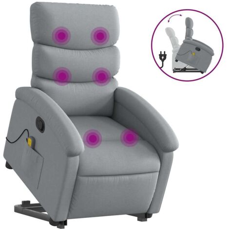 Fauteuil relax  Fauteuil de massage inclinable Gris clair Tissu