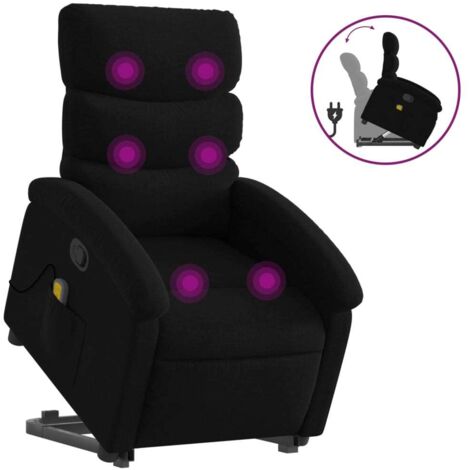 Fauteuil relax  Fauteuil de massage inclinable Noir Tissu