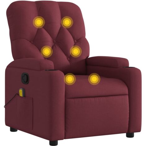 Fauteuil relax  Fauteuil de massage inclinable Rouge bordeaux Tissu