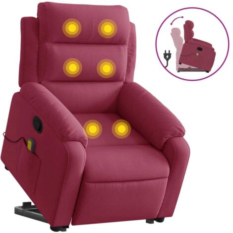Fauteuil relax  Fauteuil de massage inclinable Rouge bordeaux Velours