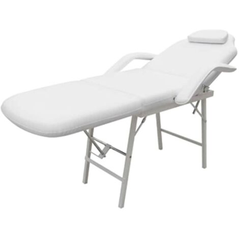 Fauteuil relax  Fauteuil de massage pour traitement facial Simili-cuir Blanc