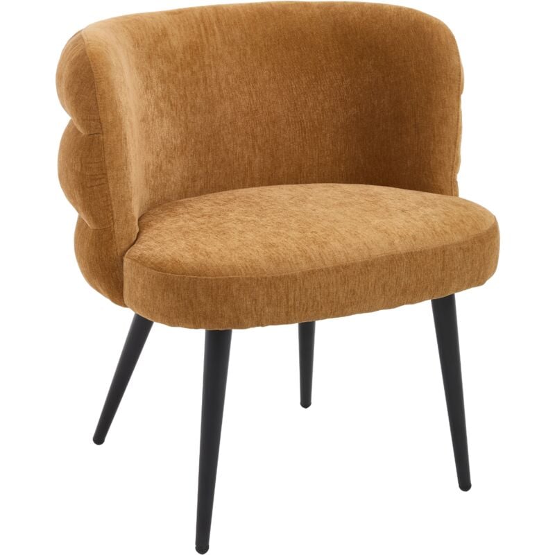 Fauteuil relax Fauteuil de Salon Moderne en Chenille Fauteuil Chambre avec Dossier Incurvé, Pieds en Métal, Lot de 1 Fauteuil pour Chambre, Jaune