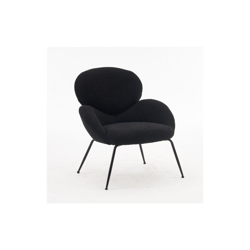 Fauteuil relax Fauteuil en Velours Teddy - Chaise Longue en Tissu Rembourré Moderne avec Pieds en Métal Coiffeuse pour Salon, Chambre à Coucher,