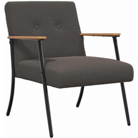 Fauteuil relax  Fauteuil Gris foncé Tissu ressemblant à de la laine bouclée