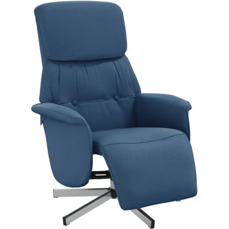 Fauteuil relax  Fauteuil inclinable avec repose-pieds bleu tissu