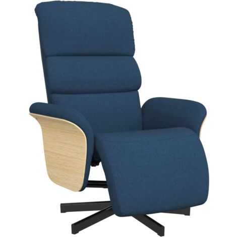 Fauteuil relax  Fauteuil inclinable avec repose-pieds bleu tissu