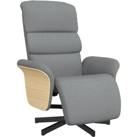 Fauteuil relax  Fauteuil inclinable avec repose-pieds gris clair tissu