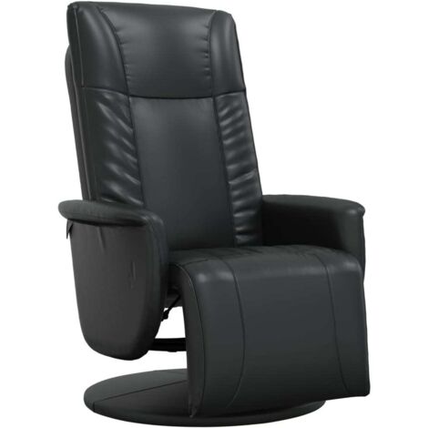 Fauteuil relax  Fauteuil inclinable avec repose-pieds noir similicuir