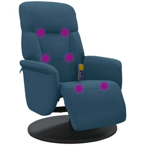 Fauteuil relax Fauteuil inclinable de massage avec repose-pied bleu velours