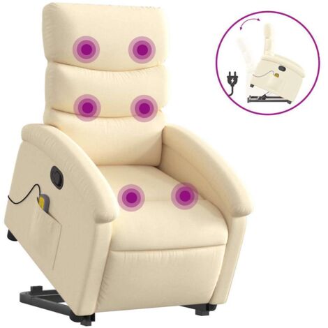 Fauteuil relax  Fauteuil inclinable de massage Crème Tissu