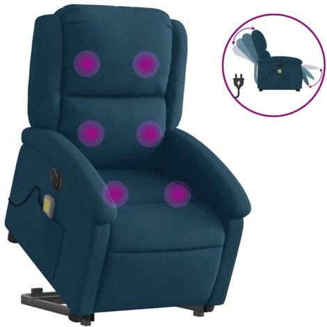 Fauteuil relax  Fauteuil inclinable de massage électrique bleu velours