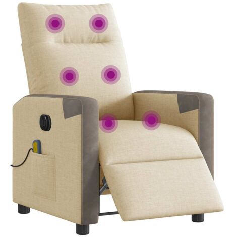 Fauteuil relax  Fauteuil inclinable de massage électrique crème tissu