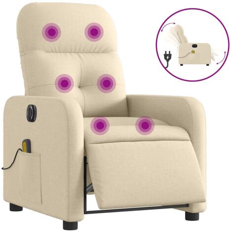 Fauteuil relax  Fauteuil inclinable de massage électrique crème tissu