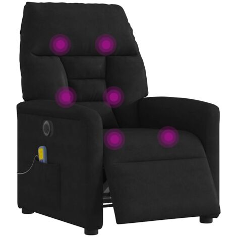 Fauteuil relax  Fauteuil inclinable de massage électrique noir tissu microfibre