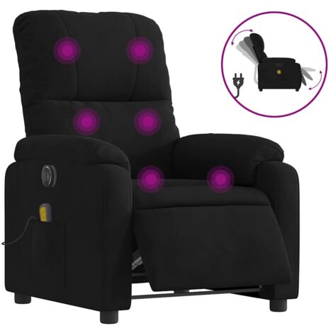 Fauteuil relax  Fauteuil inclinable de massage électrique noir tissu microfibre