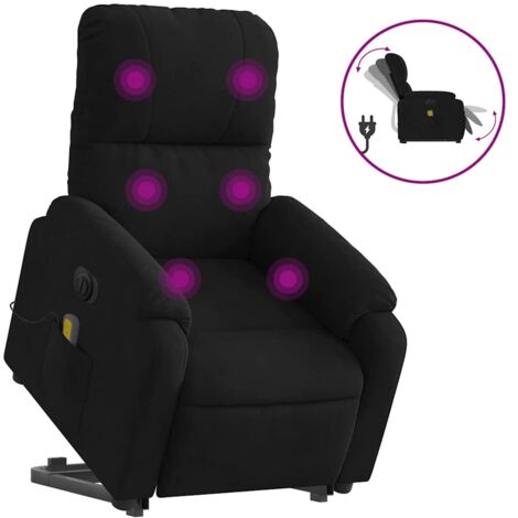Fauteuil relax  Fauteuil inclinable de massage électrique noir tissu microfibre