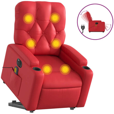 Fauteuil relax  Fauteuil inclinable de massage électrique rouge similicuir