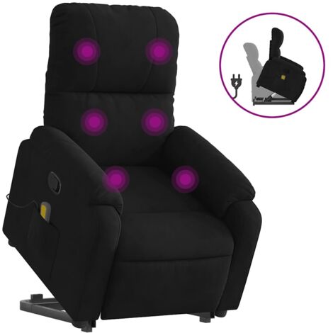 Fauteuil relax  Fauteuil inclinable de massage noir tissu microfibre