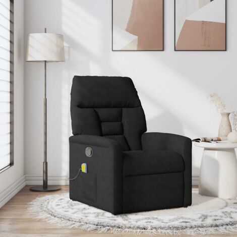 Fauteuil relax  Fauteuil inclinable de massage noir tissu microfibre