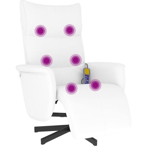 Fauteuil relax  Fauteuil inclinable de massage repose-pieds blanc similicuir