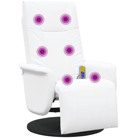 Fauteuil relax  Fauteuil inclinable de massage repose-pieds blanc similicuir