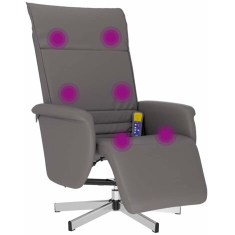 Fauteuil relax  Fauteuil inclinable de massage repose-pieds gris similicuir