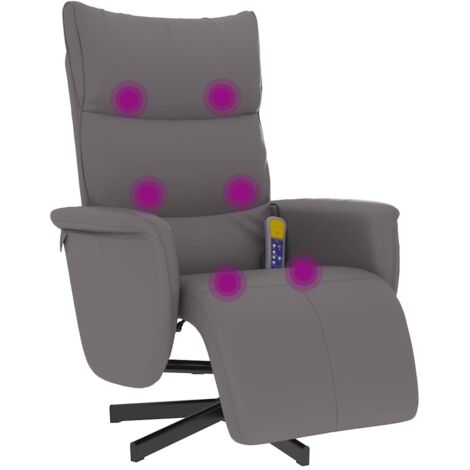Fauteuil relax  Fauteuil inclinable de massage repose-pieds gris similicuir