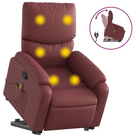 Fauteuil relax  Fauteuil inclinable de massage Rouge bordeaux Similicuir
