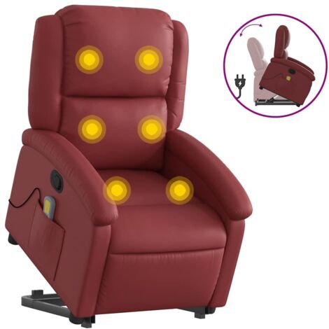 Fauteuil relax  Fauteuil inclinable de massage Rouge bordeaux Similicuir