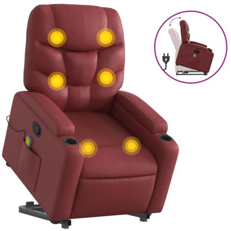 Fauteuil relax  Fauteuil inclinable de massage Rouge bordeaux Similicuir