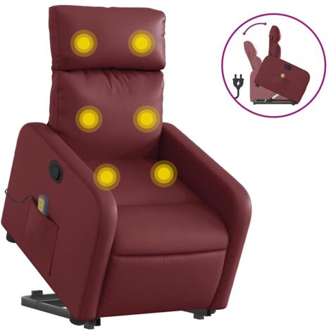Fauteuil relax  Fauteuil inclinable de massage Rouge bordeaux Similicuir