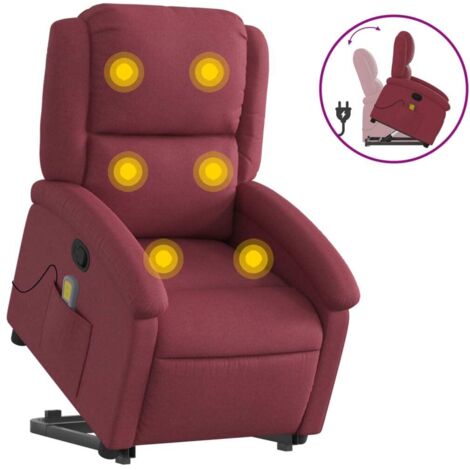 Fauteuil relax  Fauteuil inclinable de massage Rouge bordeaux Tissu