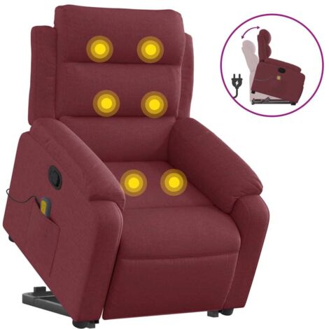 Fauteuil relax  Fauteuil inclinable de massage Rouge bordeaux Tissu