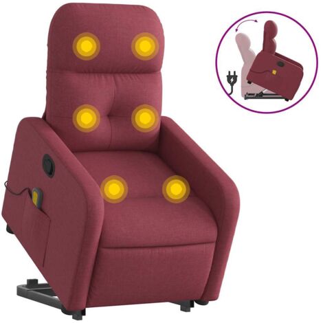 Fauteuil relax  Fauteuil inclinable de massage Rouge bordeaux Tissu