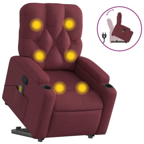Fauteuil relax  Fauteuil inclinable de massage Rouge bordeaux Tissu