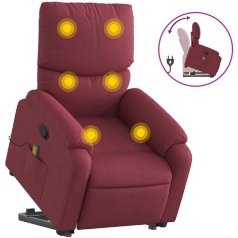 Fauteuil relax  Fauteuil inclinable de massage Rouge bordeaux Tissu