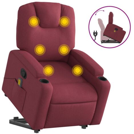 Fauteuil relax  Fauteuil inclinable de massage Rouge bordeaux Tissu