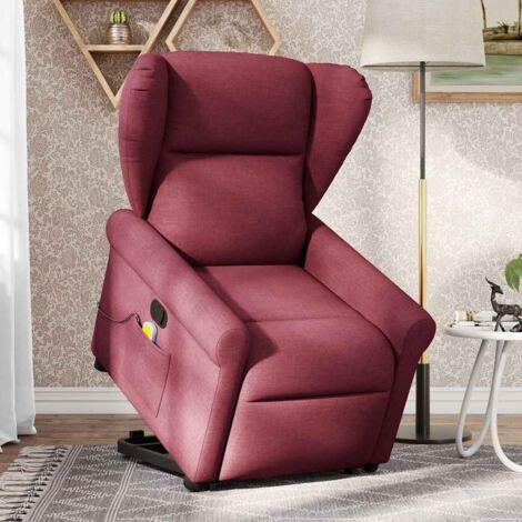 Fauteuil relax  Fauteuil inclinable de massage Rouge bordeaux Tissu