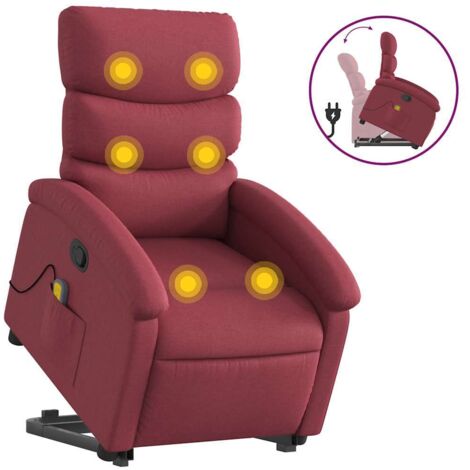 Fauteuil relax  Fauteuil inclinable de massage Rouge bordeaux Tissu
