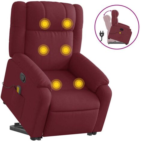 Fauteuil relax  Fauteuil inclinable de massage Rouge bordeaux Tissu