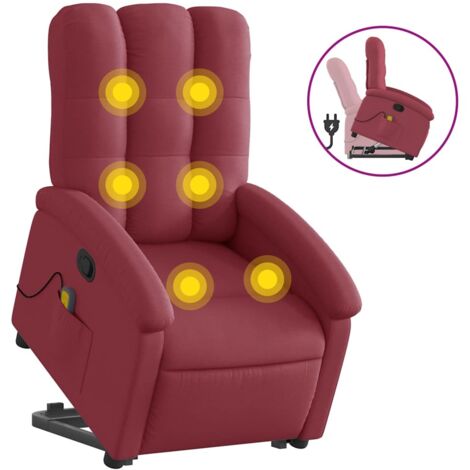Fauteuil relax  Fauteuil inclinable de massage Rouge bordeaux Tissu