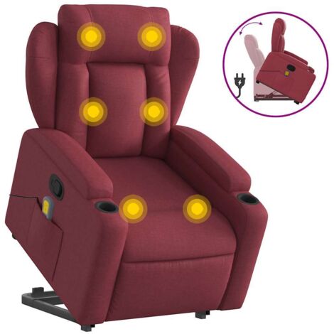 Fauteuil relax  Fauteuil inclinable de massage Rouge bordeaux Tissu
