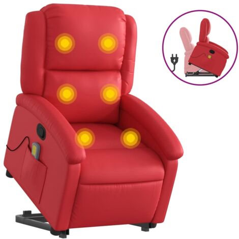 Fauteuil relax  Fauteuil inclinable de massage Rouge Similicuir