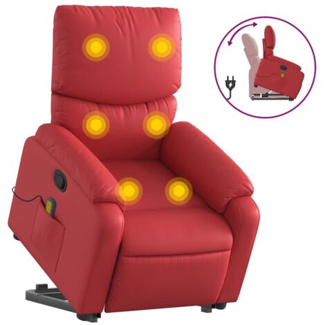 Fauteuil relax  Fauteuil inclinable de massage Rouge Similicuir