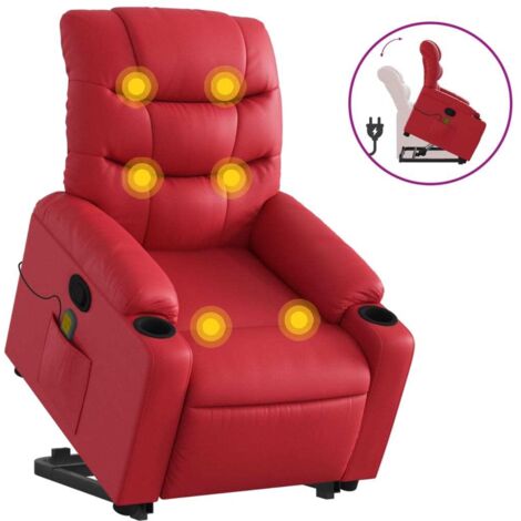 Fauteuil relax  Fauteuil inclinable de massage Rouge Similicuir
