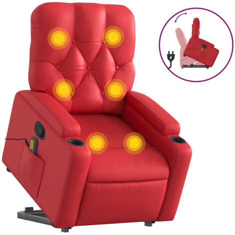 Fauteuil relax  Fauteuil inclinable de massage Rouge Similicuir