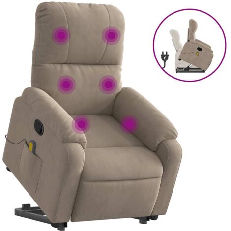 Fauteuil relax  Fauteuil inclinable de massage taupe tissu microfibre